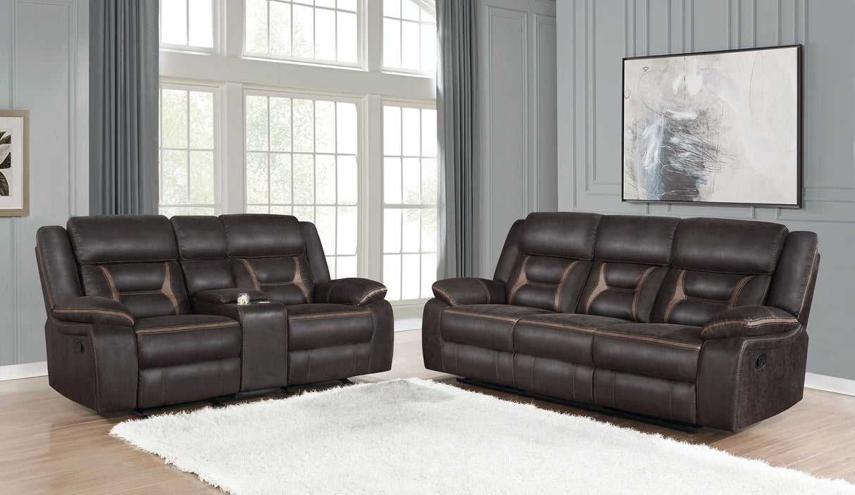 Greer Brown 2-Piece Upholstered Reclining Sofa Set