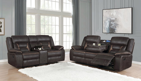 Greer Brown 2-Piece Upholstered Reclining Sofa Set