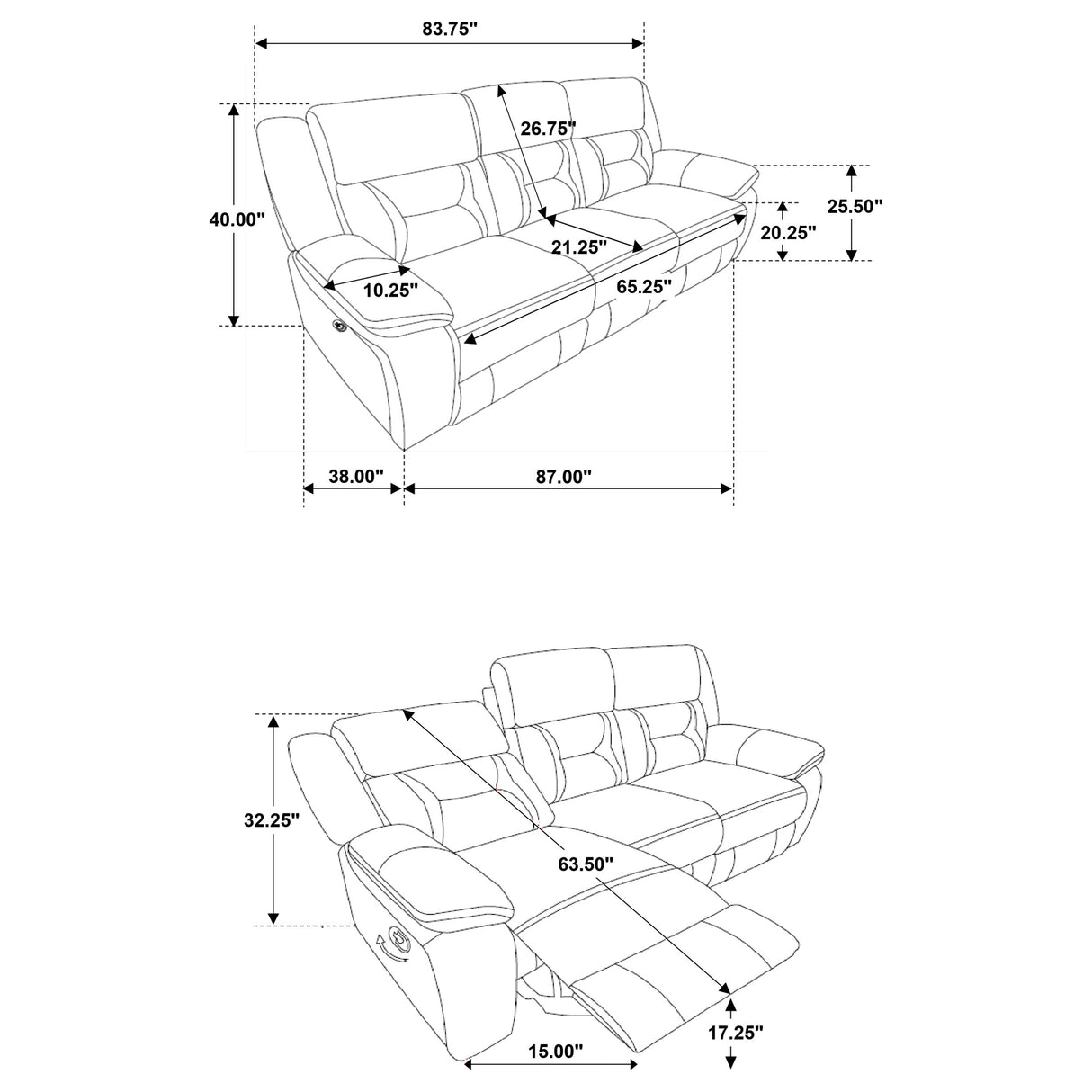 Greer Brown 2-Piece Upholstered Reclining Sofa Set