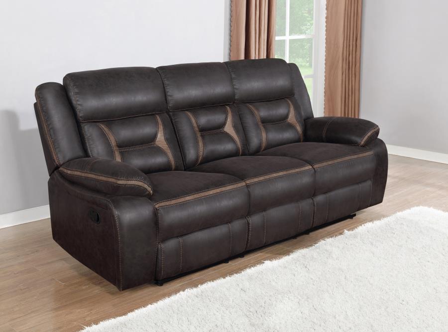 Greer Brown 2-Piece Upholstered Reclining Sofa Set