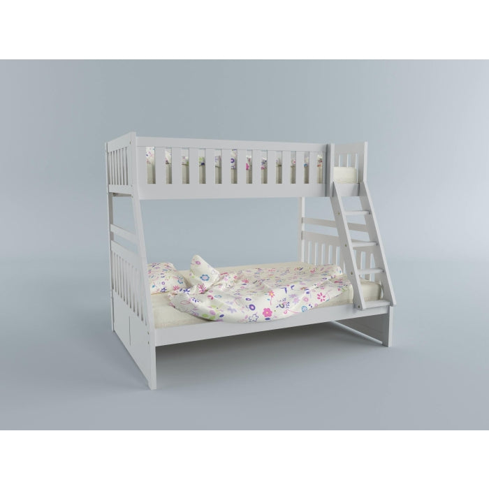 Galen White Twin/Full Bunk Bed With Storage Boxes