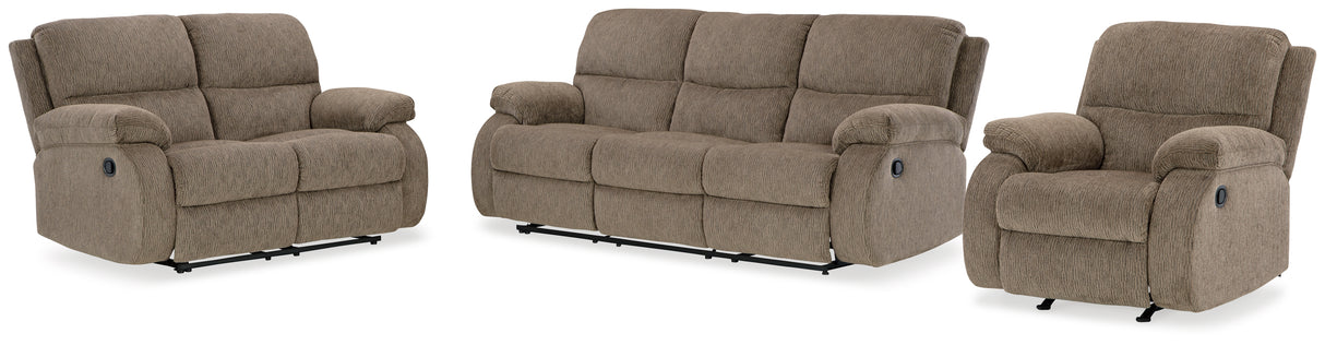 Scranto Oak Reclining Sofa, Loveseat And Recliner