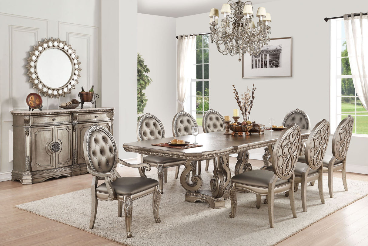 Northville Antique Silver Double Pedestal Dining Room Set