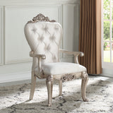 Gorsedd Cream Fabric & Golden Ivory Finish Arm Chair (Set-2)