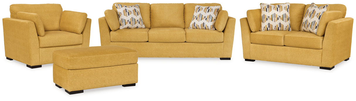 Keerwick Sunflower Sofa, Loveseat, Oversized Chair And Ottoman