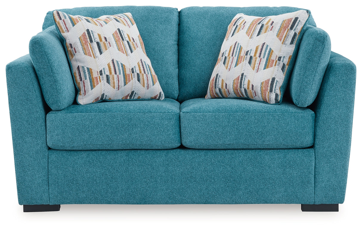 Keerwick Teal Sofa, Loveseat, Oversized Chair And Ottoman