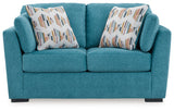 Keerwick Teal Sofa, Loveseat, Oversized Chair And Ottoman