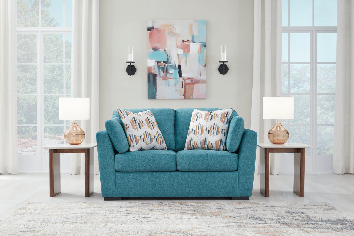 Keerwick Teal Sofa, Loveseat, Oversized Chair And Ottoman