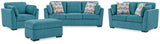 Keerwick Teal Sofa, Loveseat, Oversized Chair And Ottoman