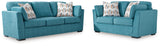 Keerwick Teal Sofa, Loveseat, Oversized Chair And Ottoman