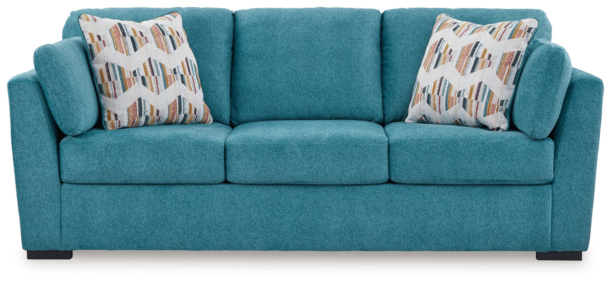 Keerwick Teal Sofa, Loveseat, Oversized Chair And Ottoman