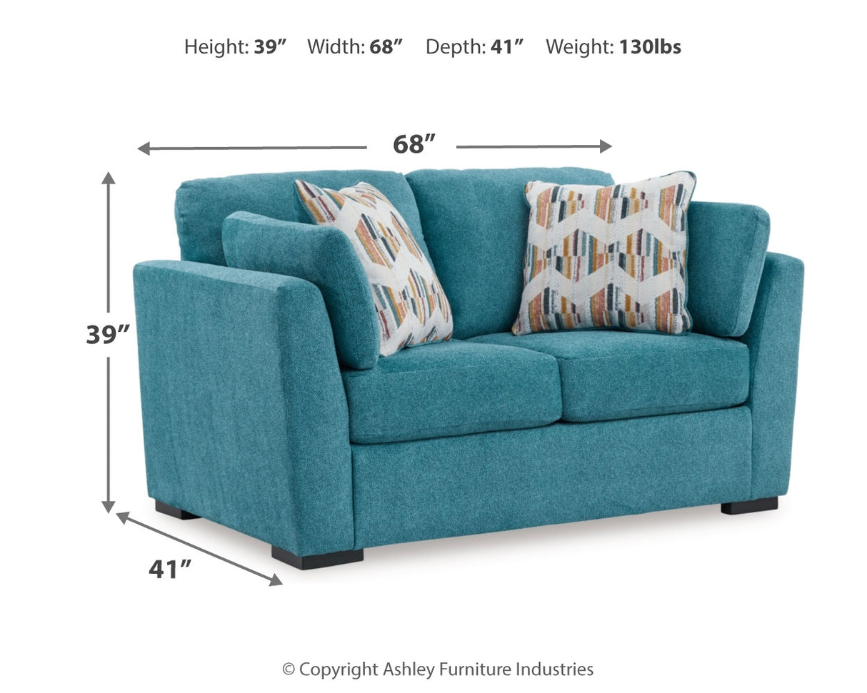 Keerwick Teal Sofa, Loveseat, Oversized Chair And Ottoman