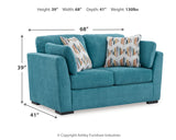 Keerwick Teal Sofa, Loveseat, Oversized Chair And Ottoman