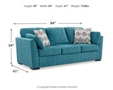 Keerwick Teal Sofa, Loveseat, Oversized Chair And Ottoman