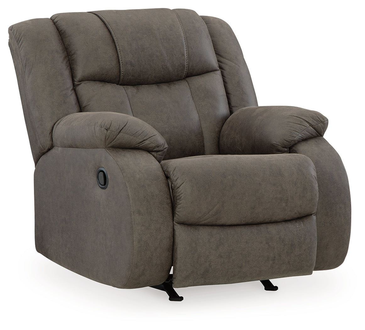 First Base Gunmetal Reclining Sofa, Loveseat And Recliner