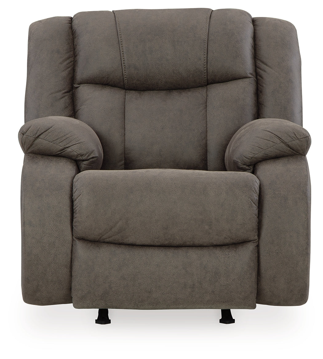 First Base Gunmetal Reclining Sofa, Loveseat And Recliner