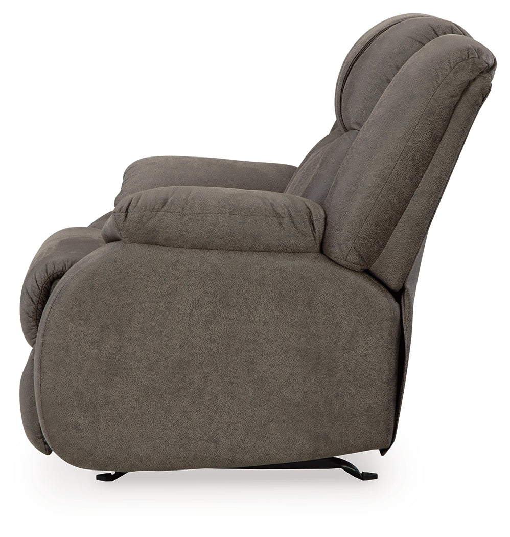 First Base Gunmetal Reclining Sofa, Loveseat And Recliner