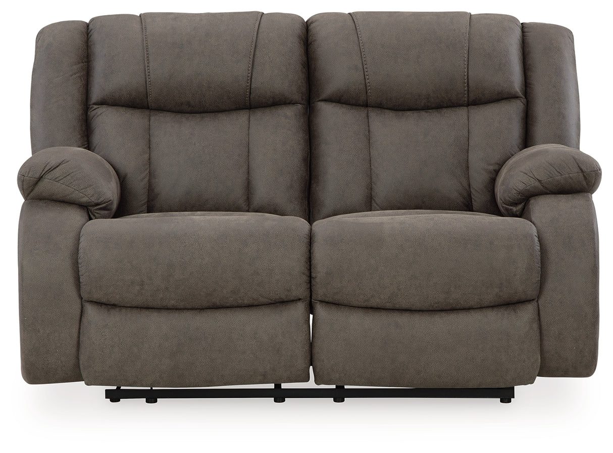 First Base Gunmetal Reclining Sofa, Loveseat And Recliner