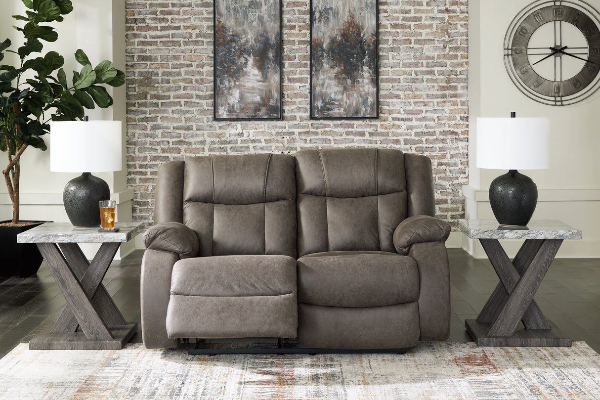 First Base Gunmetal Reclining Sofa, Loveseat And Recliner