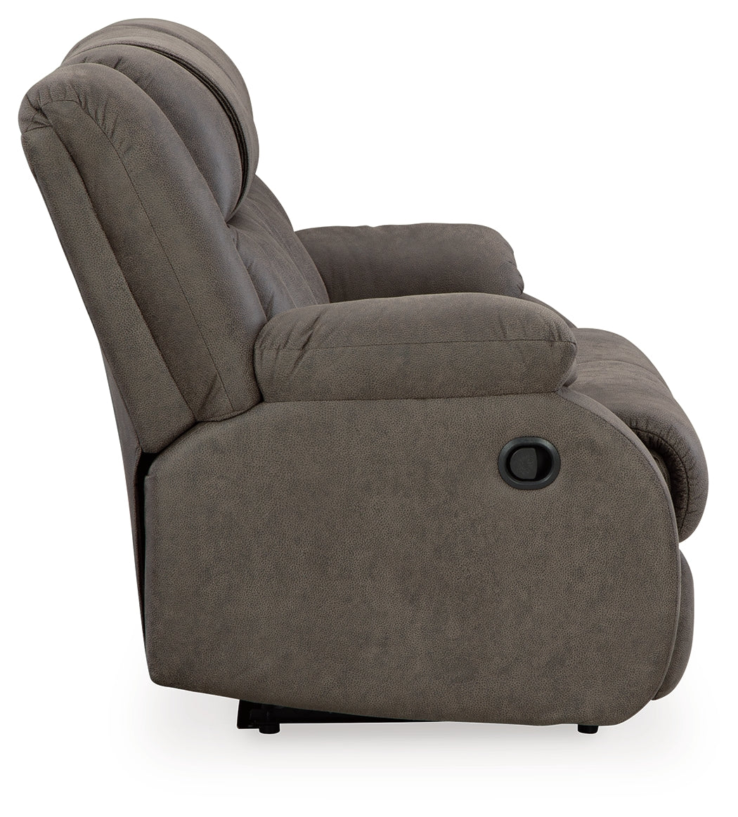 First Base Gunmetal Reclining Sofa, Loveseat And Recliner