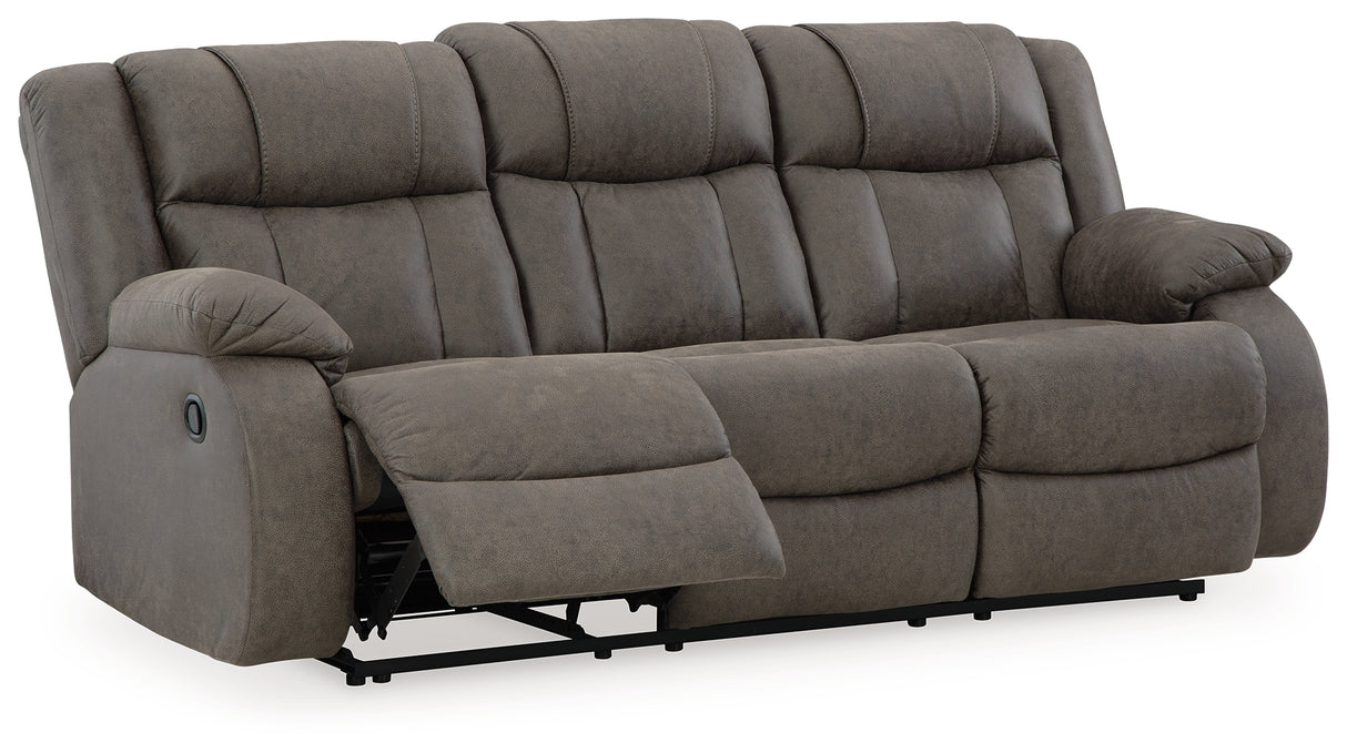 First Base Gunmetal Reclining Sofa, Loveseat And Recliner