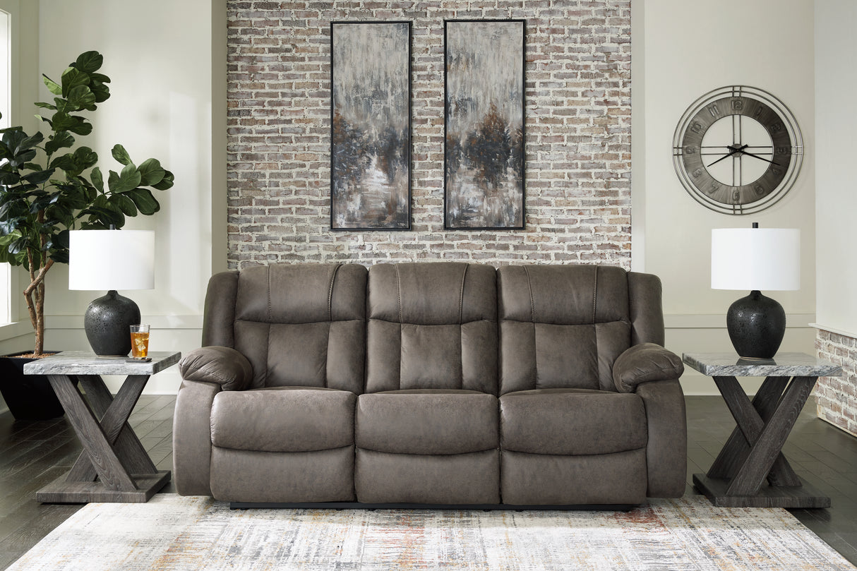 First Base Gunmetal Reclining Sofa, Loveseat And Recliner