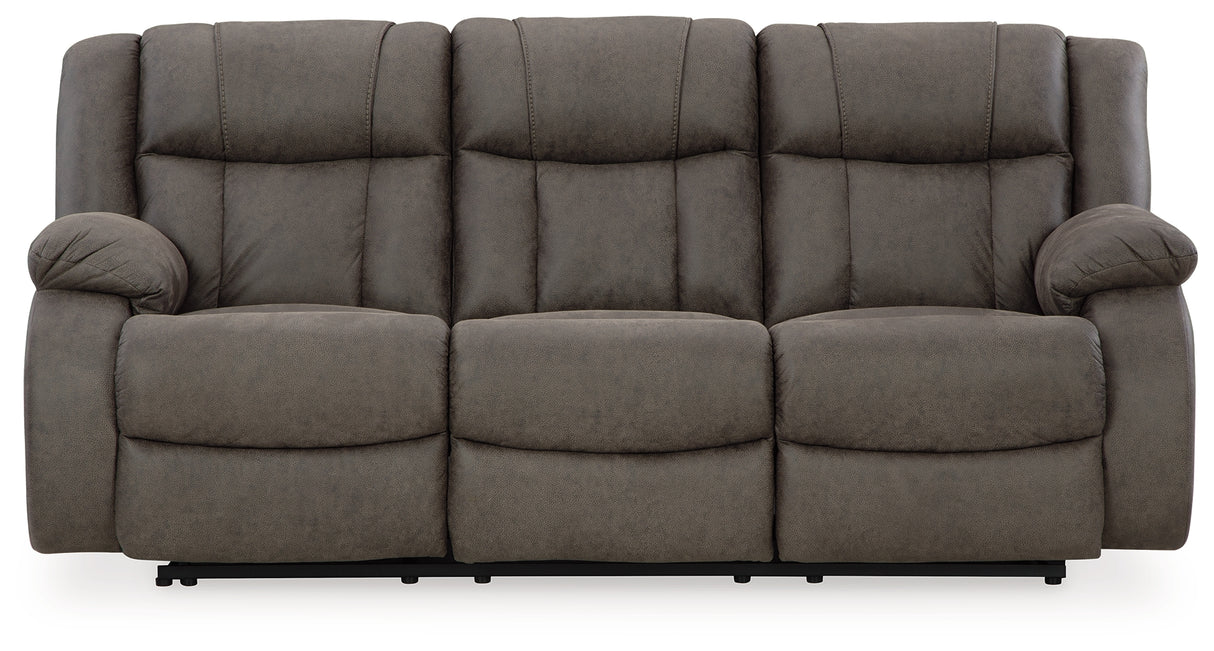 First Base Gunmetal Reclining Sofa, Loveseat And Recliner