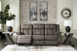 First Base Gunmetal Reclining Sofa, Loveseat And Recliner