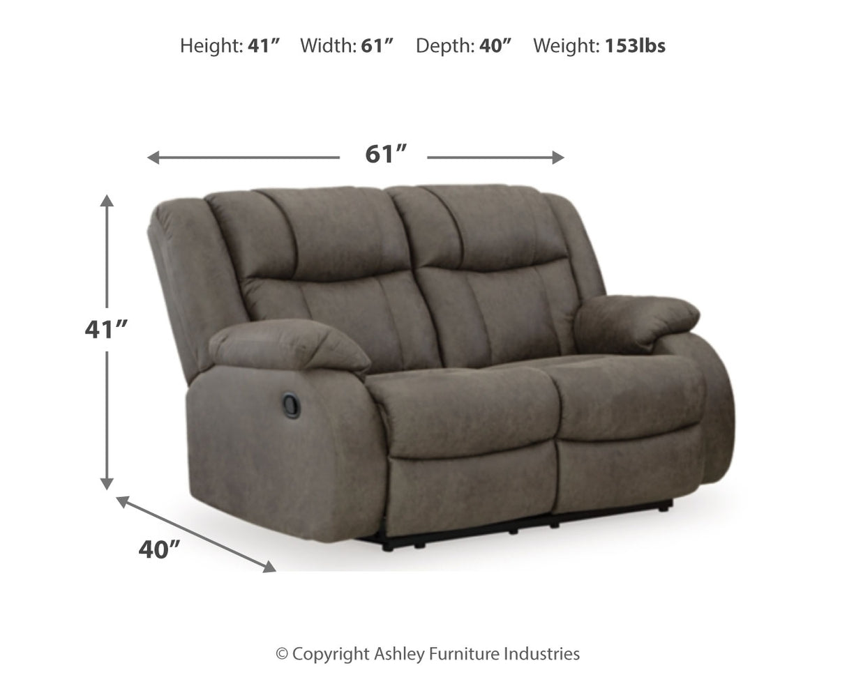 First Base Gunmetal Reclining Sofa, Loveseat And Recliner