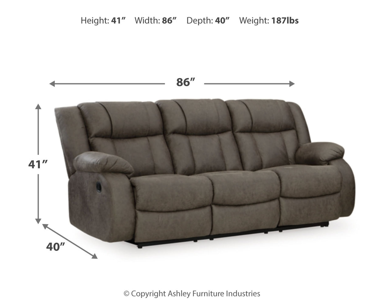 First Base Gunmetal Reclining Sofa, Loveseat And Recliner