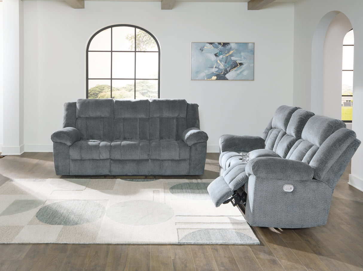 Tip-Off Slate Power Reclining Sofa, Loveseat And Recliner