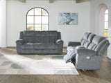 Tip-Off Slate Power Reclining Sofa, Loveseat And Recliner