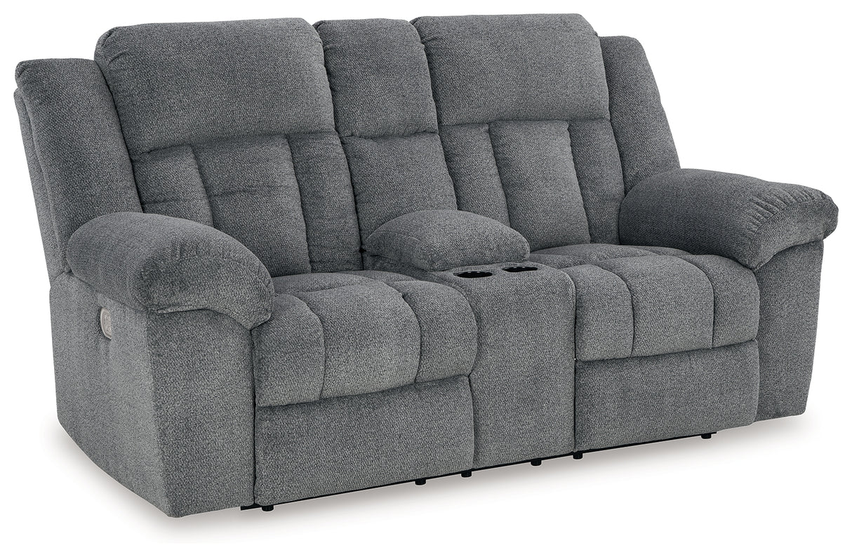 Tip-Off Slate Power Reclining Sofa, Loveseat And Recliner