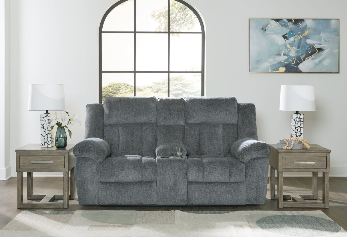 Tip-Off Slate Power Reclining Sofa, Loveseat And Recliner