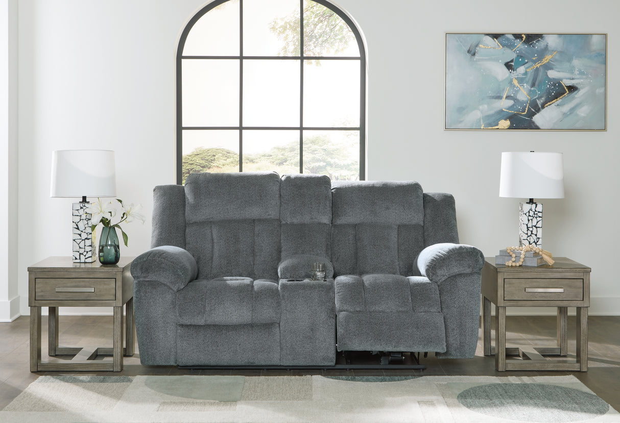 Tip-Off Slate Power Reclining Sofa, Loveseat And Recliner