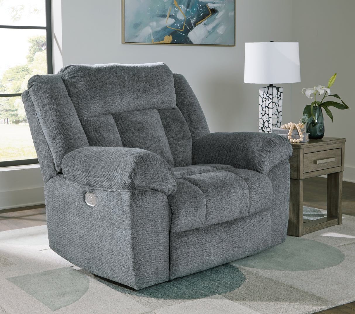 Tip-Off Slate Power Reclining Sofa, Loveseat And Recliner