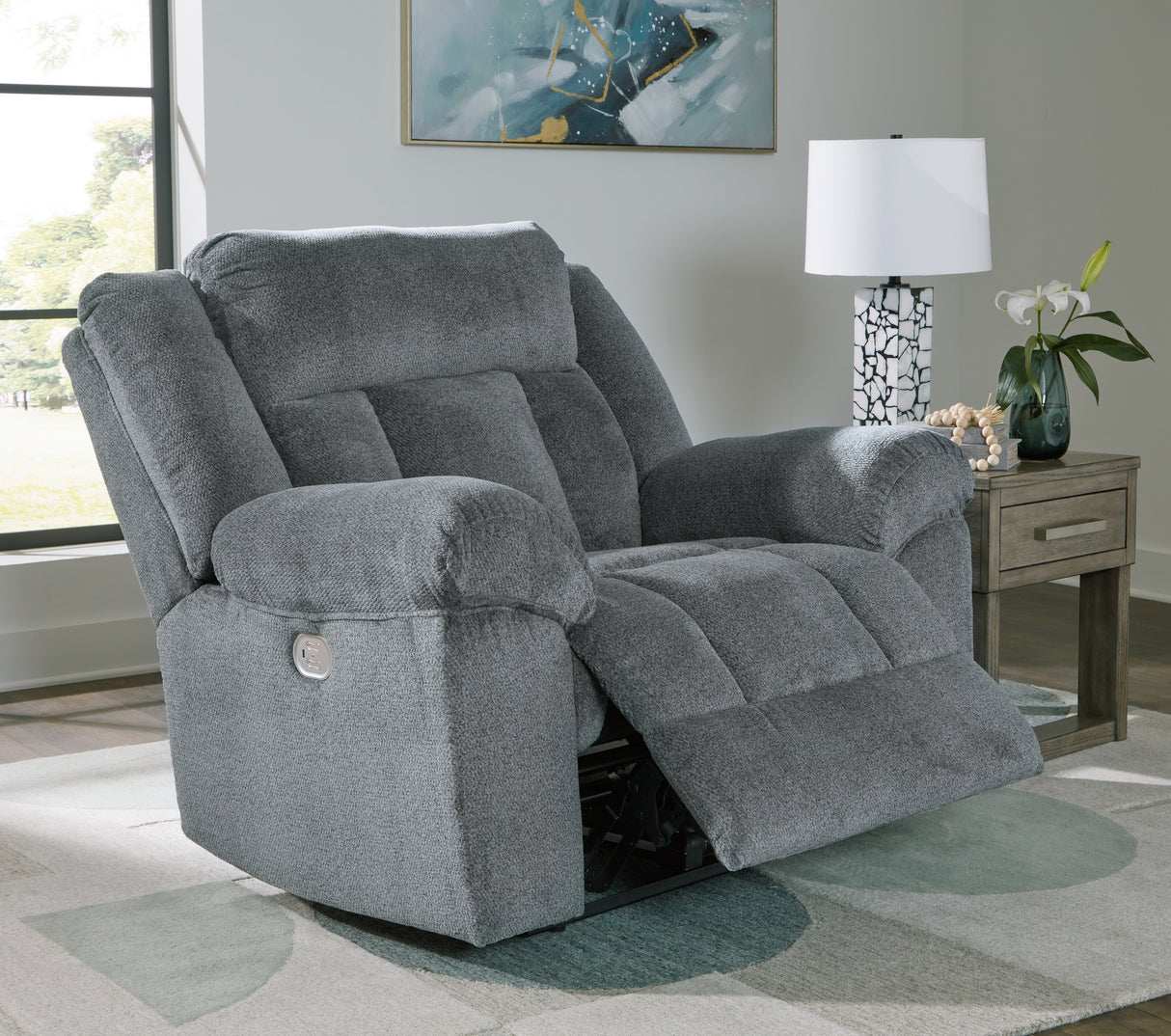 Tip-Off Slate Power Reclining Sofa, Loveseat And Recliner