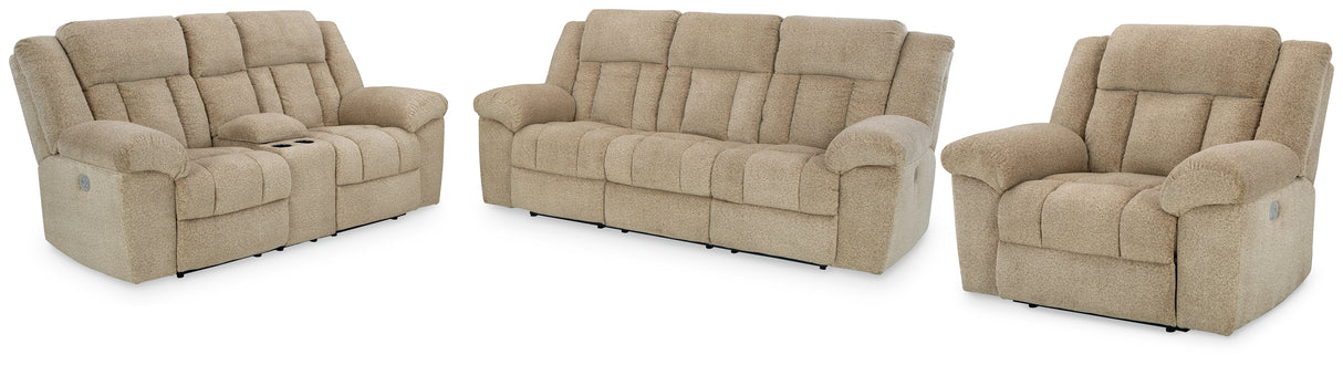 Tip-Off Wheat Power Reclining Sofa, Loveseat And Recliner