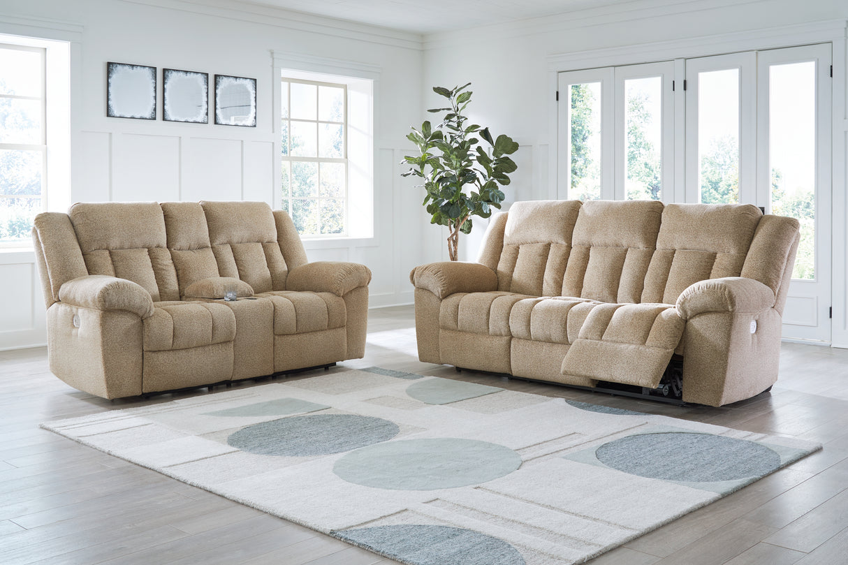 Tip-Off Wheat Power Reclining Sofa, Loveseat And Recliner