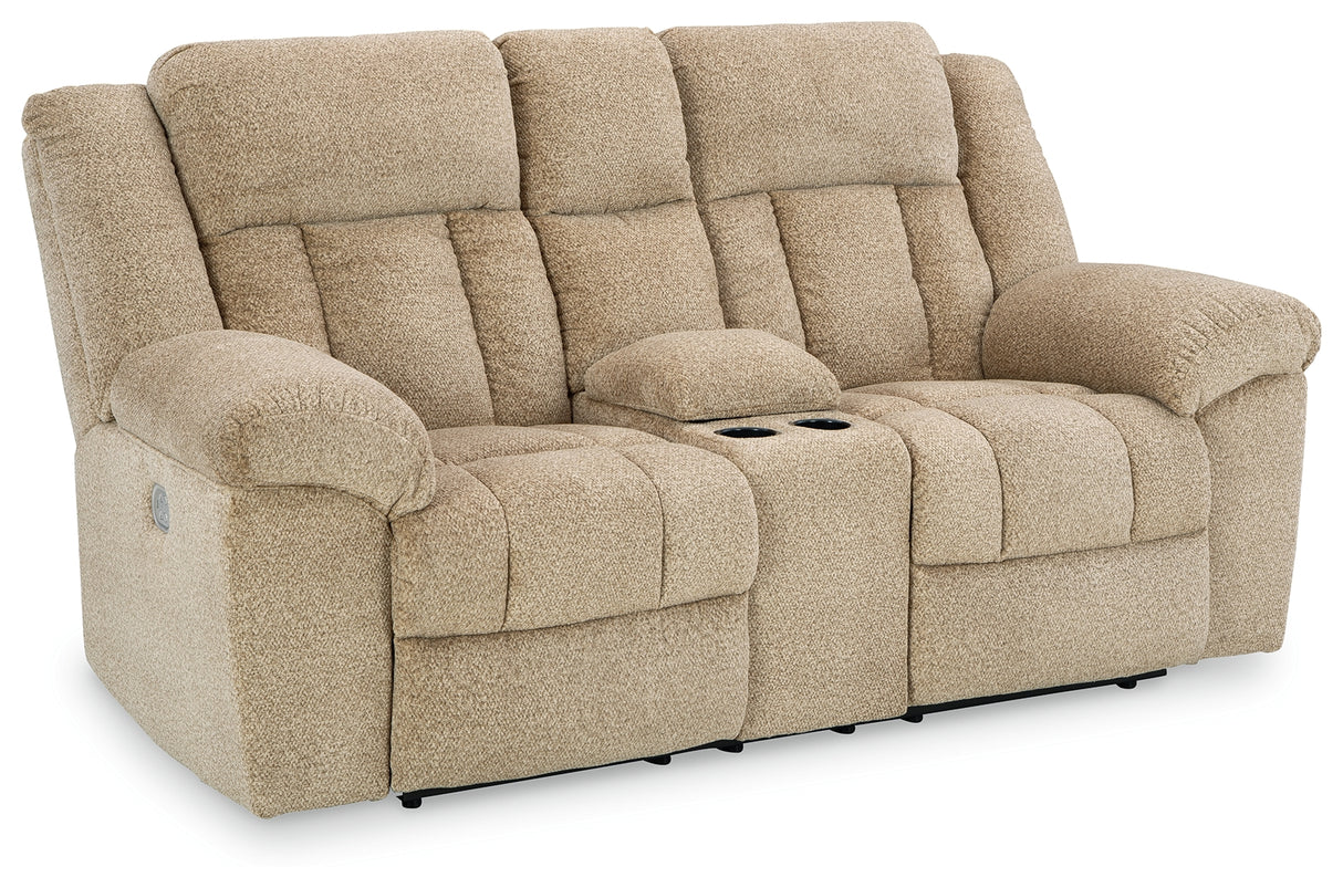 Tip-Off Wheat Power Reclining Sofa, Loveseat And Recliner