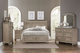 Bethel Wire Brushed Gray Queen Platform Bed With Footboard Storage