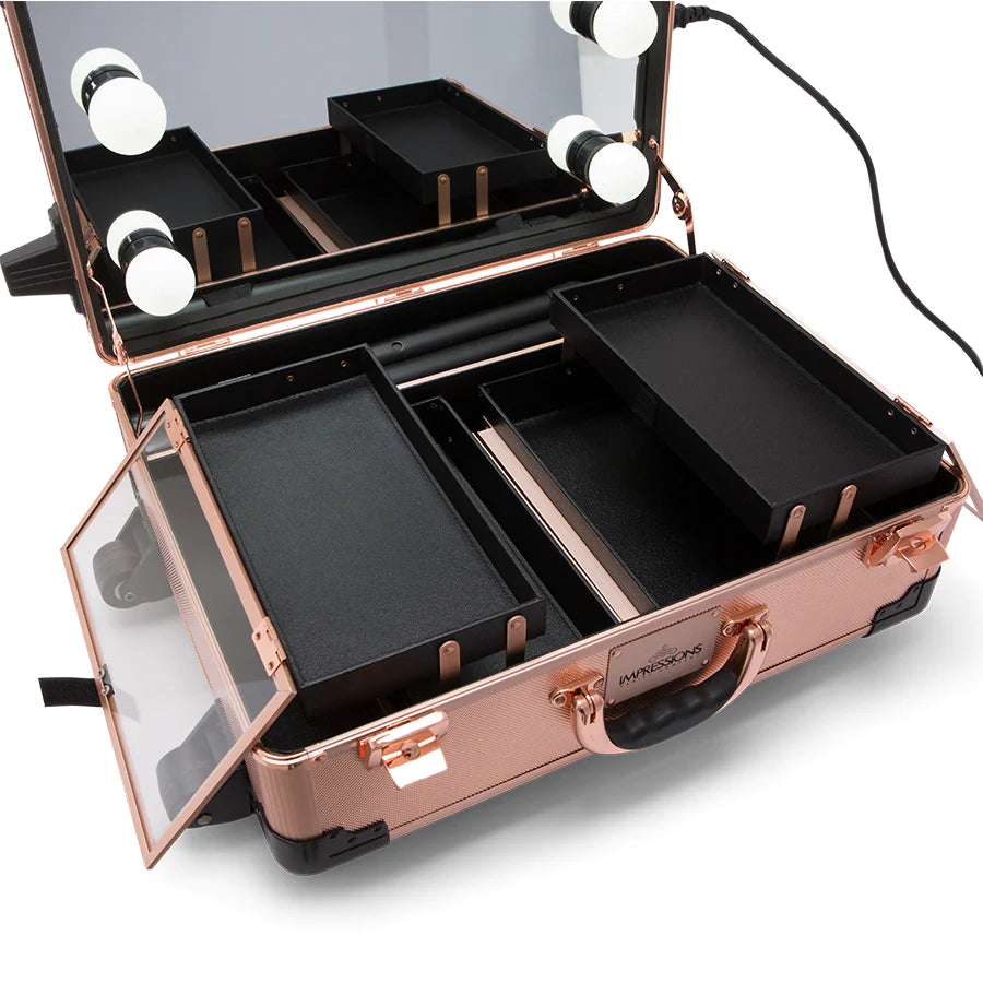 SlayCase® XLS Vanity Travel Case with Stand in Rose Gold Bling