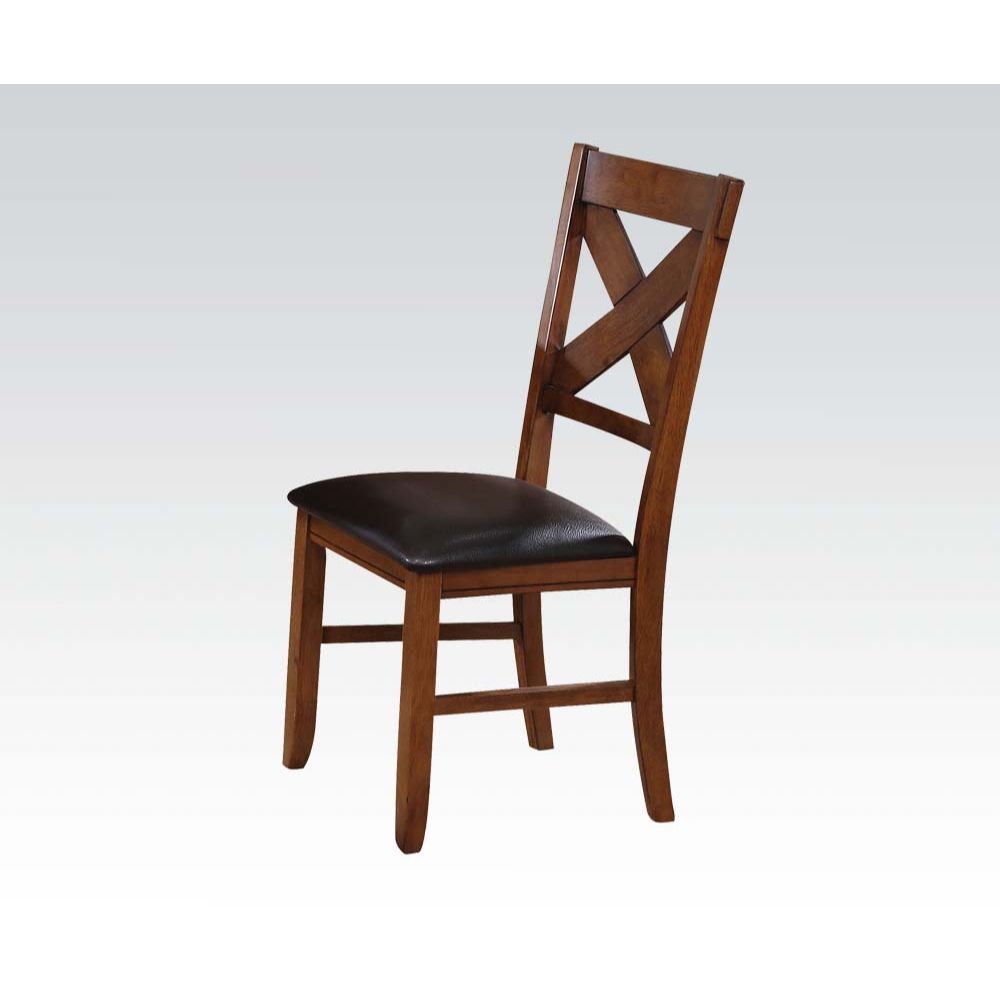 Apollo Espresso Synthetic Leather & Walnut Finish Side Chair (Set-2)