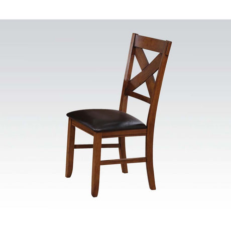 Apollo Espresso Synthetic Leather & Walnut Finish Side Chair (Set-2)