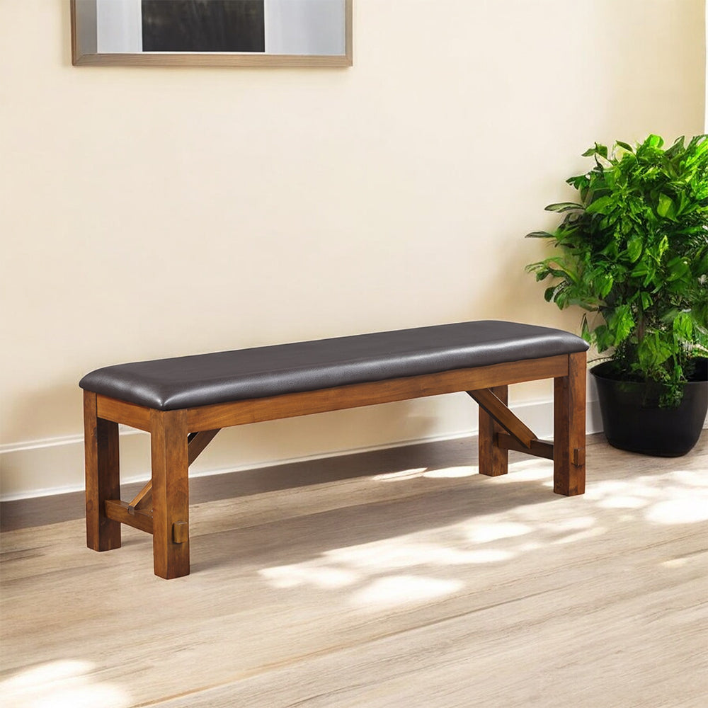 Apollo Espresso Synthetic Leather & Walnut Finish Bench