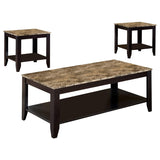 Flores 3-Piece Occasional Table Set With Shelf Cappuccino