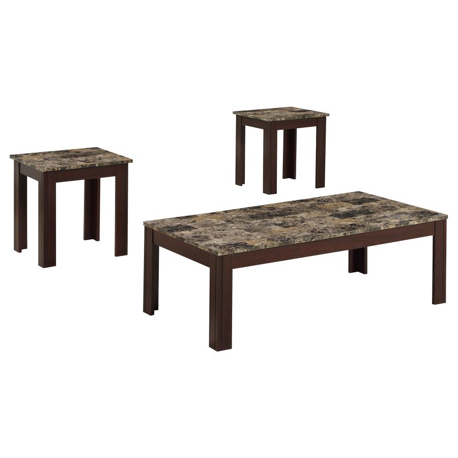 Rhodes 3-Piece Faux Marble Top Occasional Set Brown