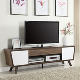 Alvin 2-Drawer Tv Console Dark Walnut And Glossy White