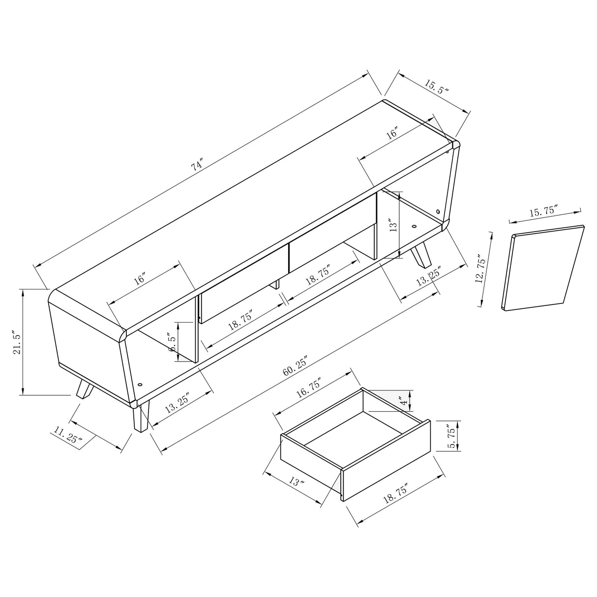 Alvin 2-Drawer Tv Console Dark Walnut And Glossy White