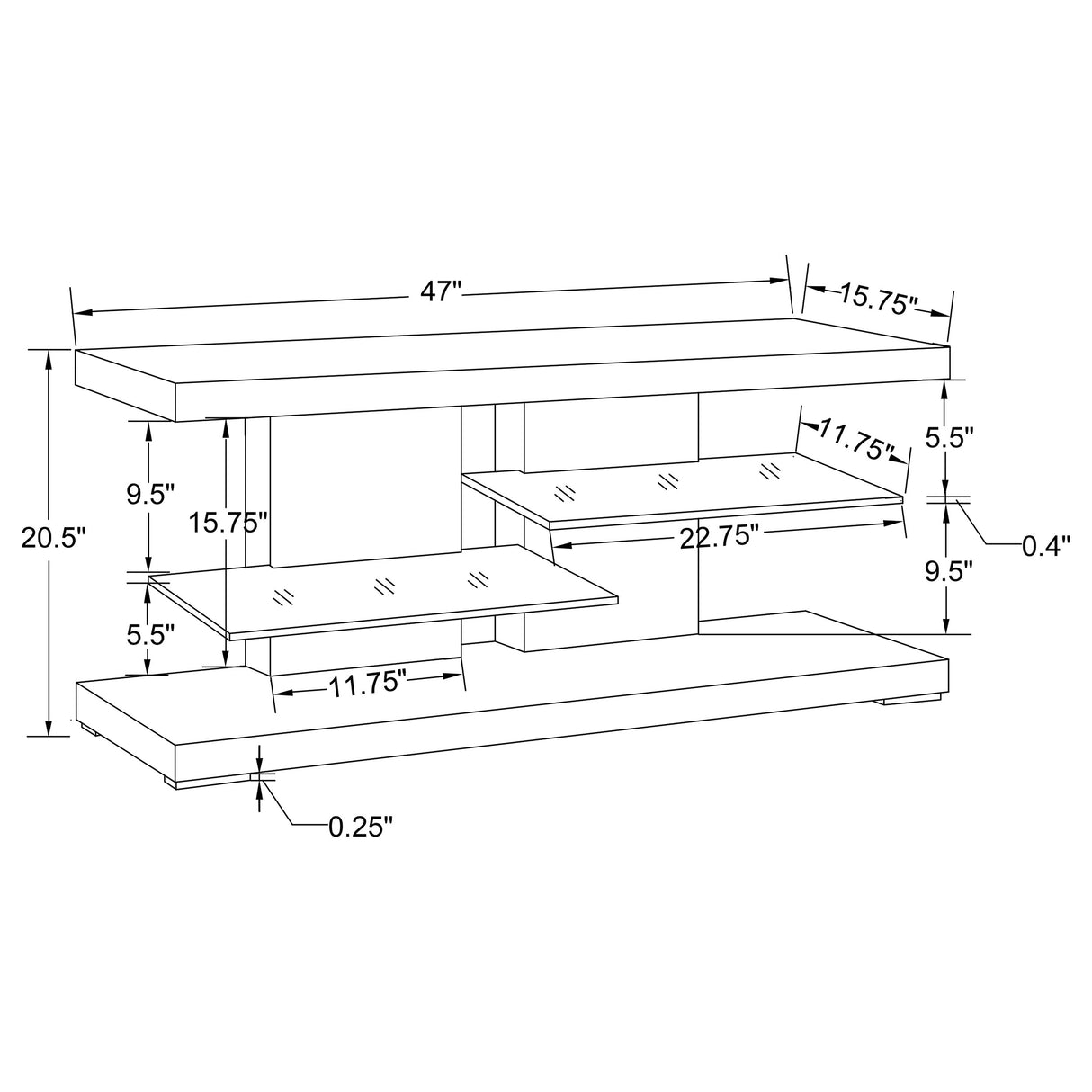 Cogswell 2-Shelf Tv Console Glossy White